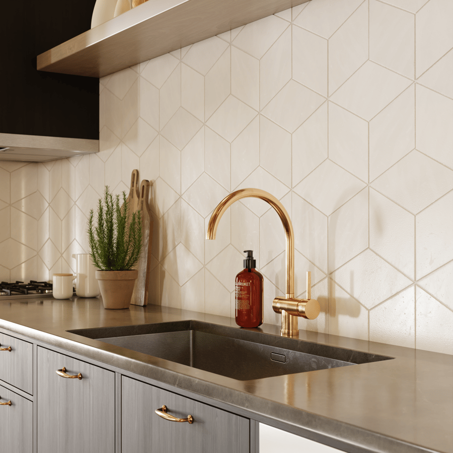 Rhomboid Keramische Matte Tegelstructuur, Wit