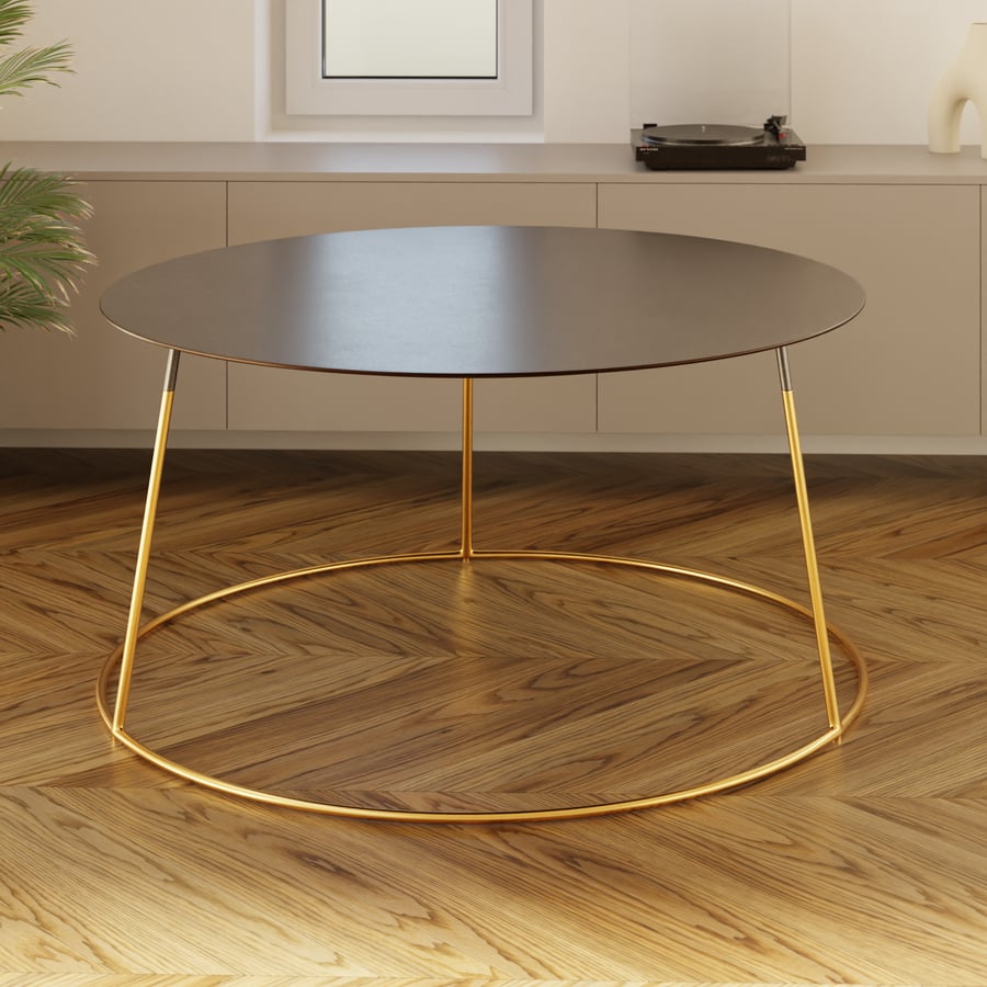 Modello di tavolino circolare in ottone Ansel, nero