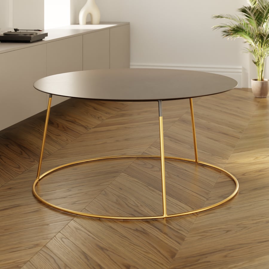 Modello di tavolino circolare in ottone Ansel, nero