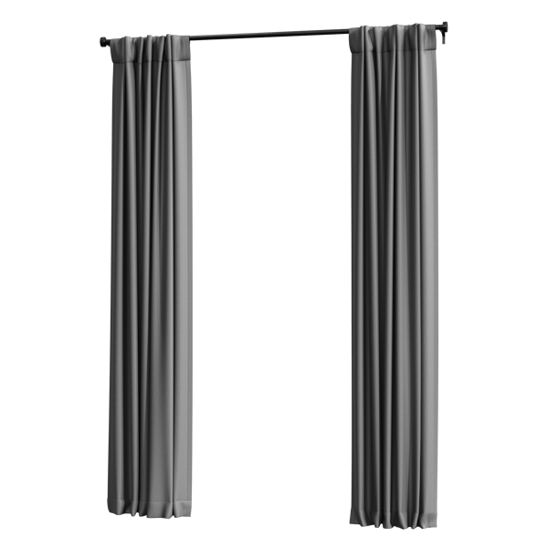 Back Tab Open Curtains Model, Gray