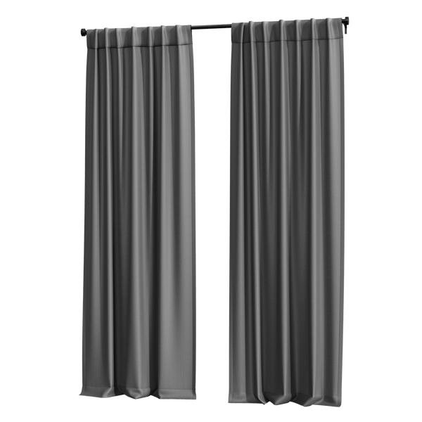 Back Tab Partly Open Curtains Model, Gray