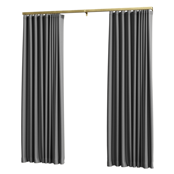 Cortinas Ripple Fold Parcialmente Abertas Modelo, Cinza