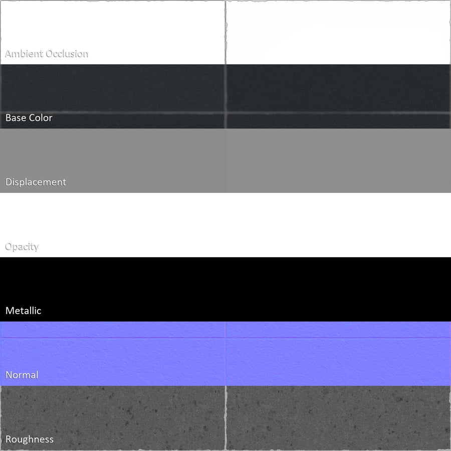 Rectangular Ceramic Matte Tile Texture, Black