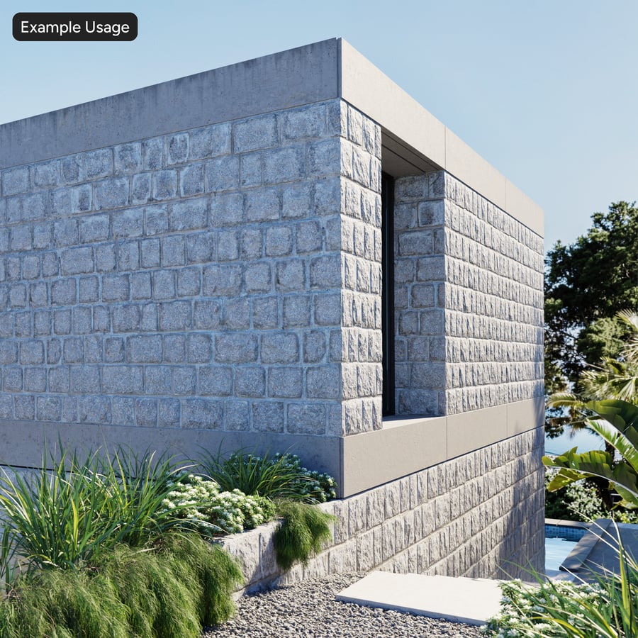Rough Granite Block Wall Texture, Cool Gray