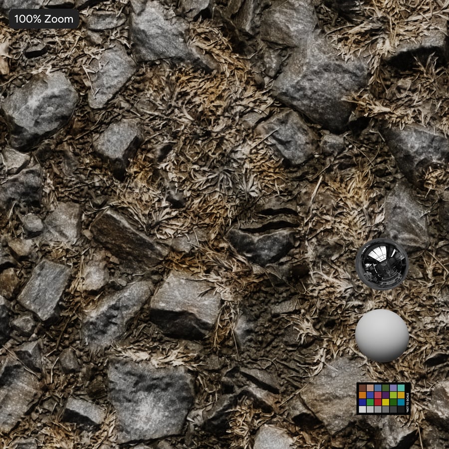 Rock Chunks and Grass Texture, Gray