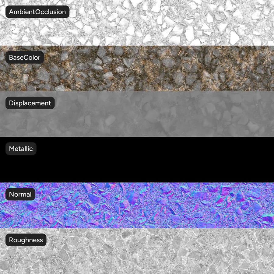 Rock Chunks and Grass Texture, Gray