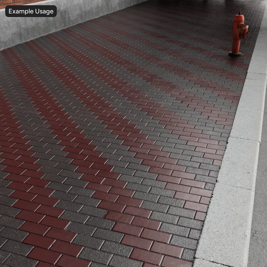Running Striped Concrete Paver Texture, Black and Red