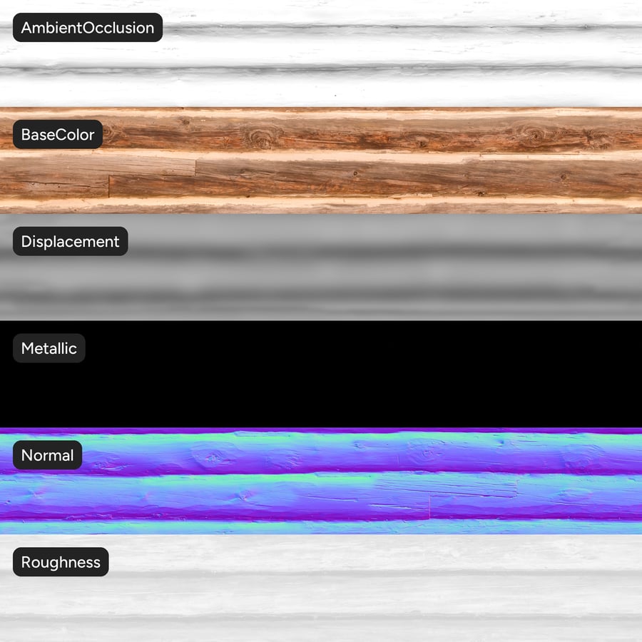 Raw Wooden Log Facade Texture