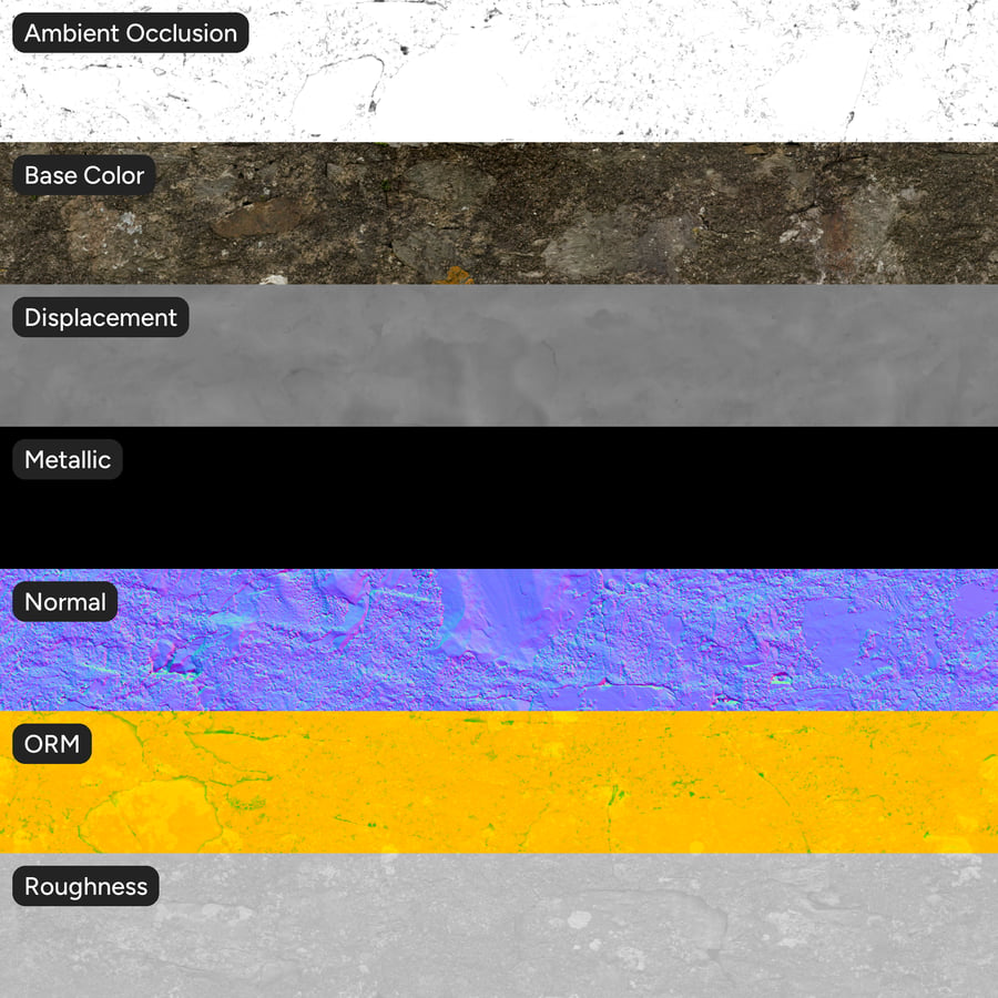Mossy Stone Wall Texture, Dark Brown