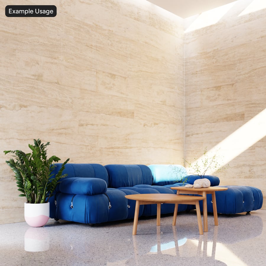 Gạch thô Travertine hình chữ nhật lệch mép, màu be tự nhiên
