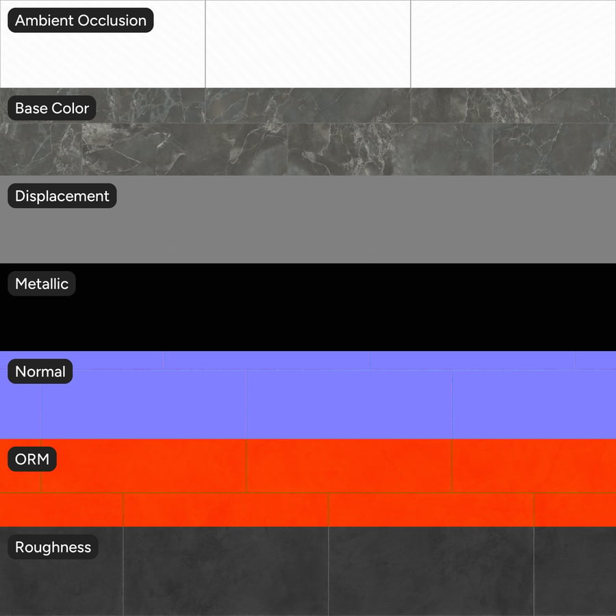 Rectangular Offset Grigio Marble Matte Tile Texture, Gray