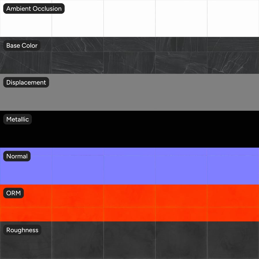 Quadratische Quarzitmatte Fliesentextur, Electric Black