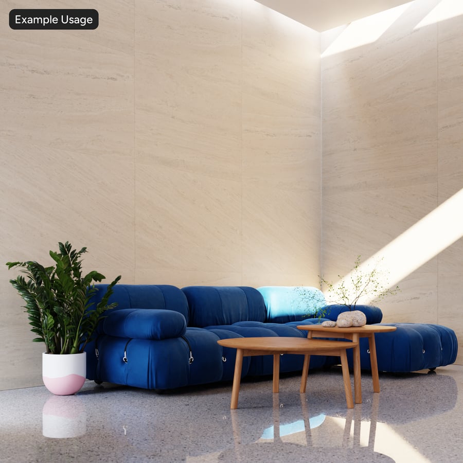 Gạch thô Travertine hình chữ nhật, màu be trung tính