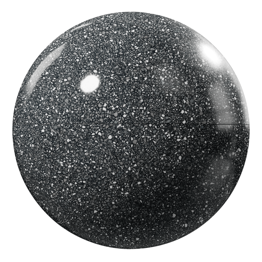 Kvadratisk Venetiansk Terrazzo Glansig Kakelstruktur, Cosmic Black