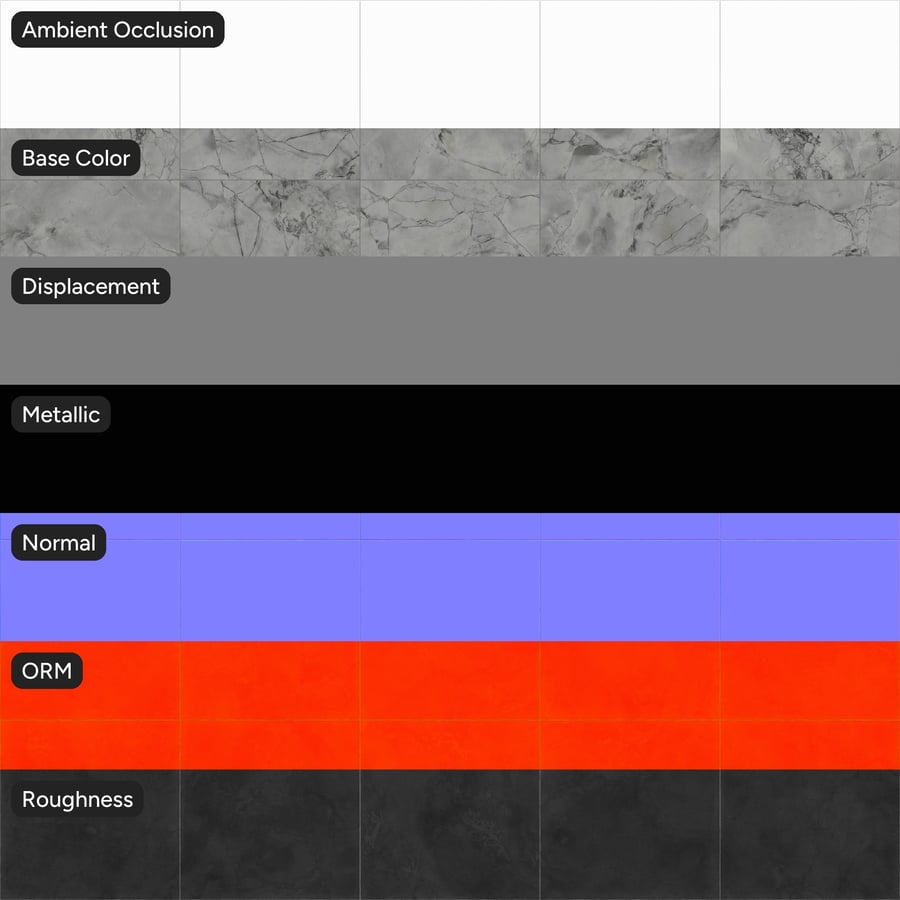 Stacked Statuarietto Marble Tile Texture, Gray