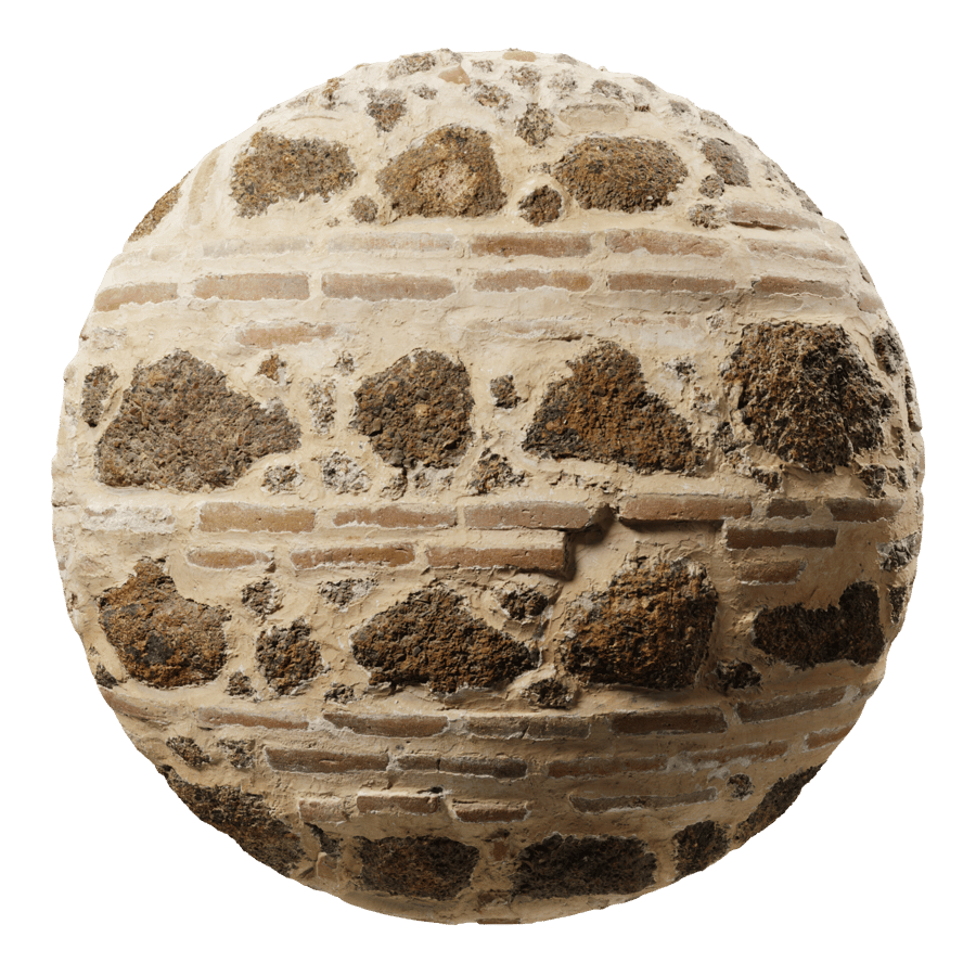 Layered Brick and Rubble Wall Texture, Beige