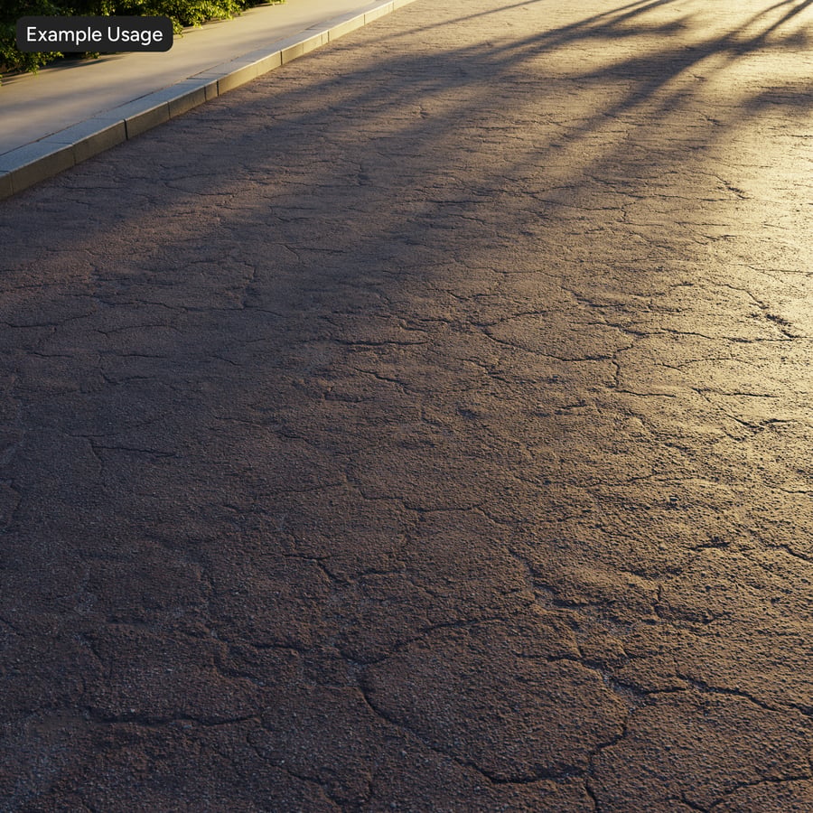 Cracked Asphalt Road Texture, Brown