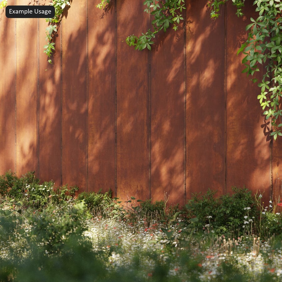 Vertical Weathering Steel Panel Cladding Texture, Rust Orange