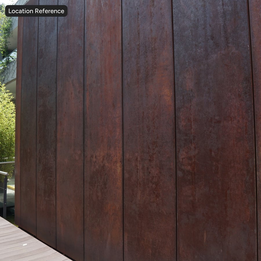 Vertical Weathering Steel Panel Cladding Texture, Rust Orange