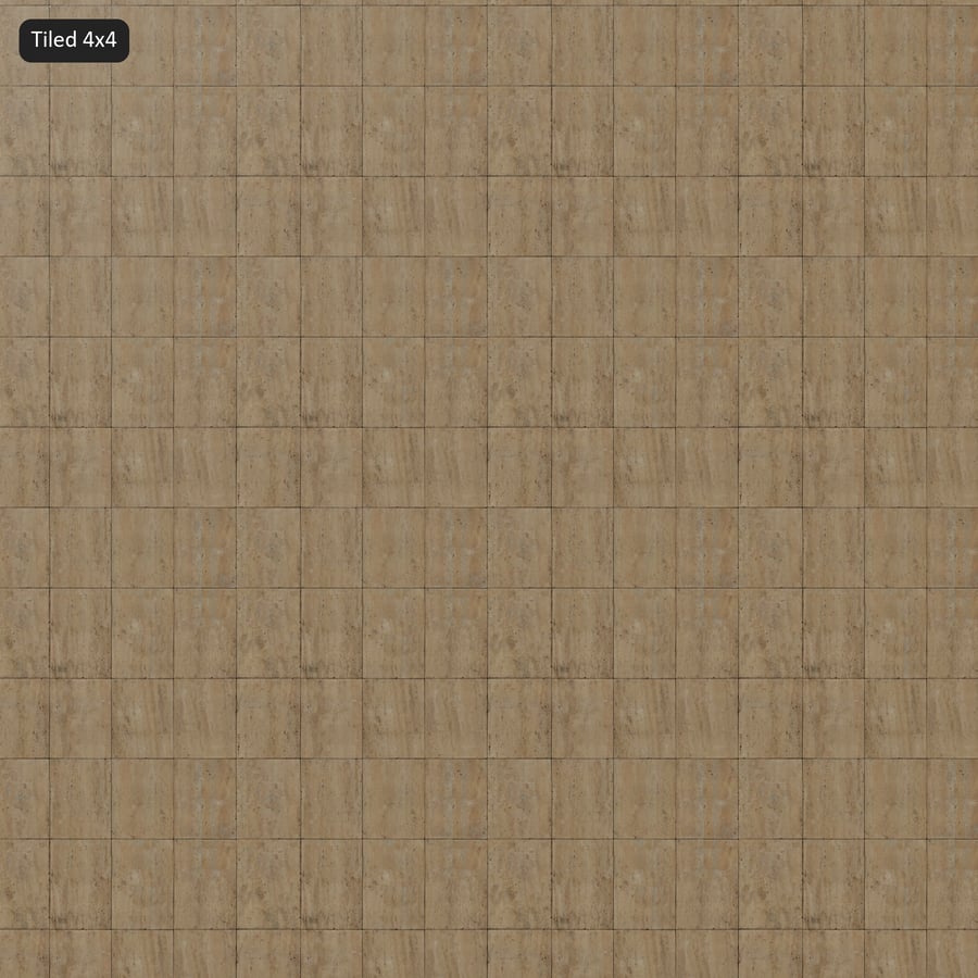 Old Rectangular Travertine Glossy Tile Texture, Dusted Mocha