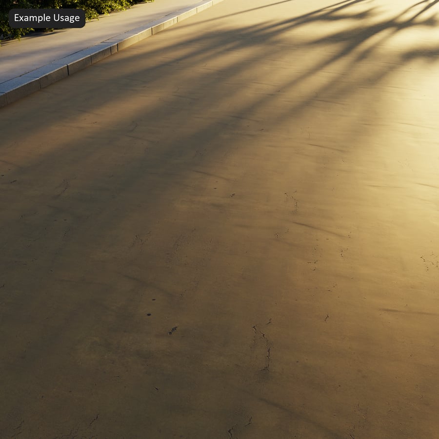 Cracked Matte Concrete Sidewalk Texture, Yellow