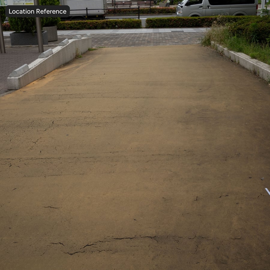 Cracked Matte Concrete Sidewalk Texture, Yellow