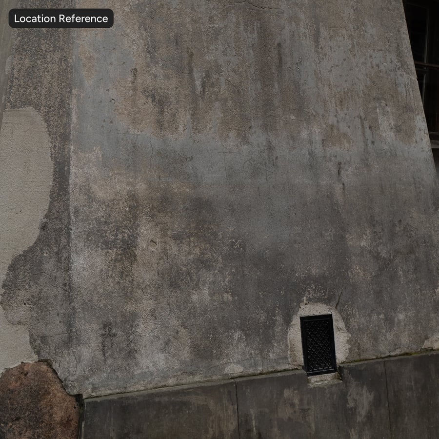 Textura opotřebované štukové omítky, šedá