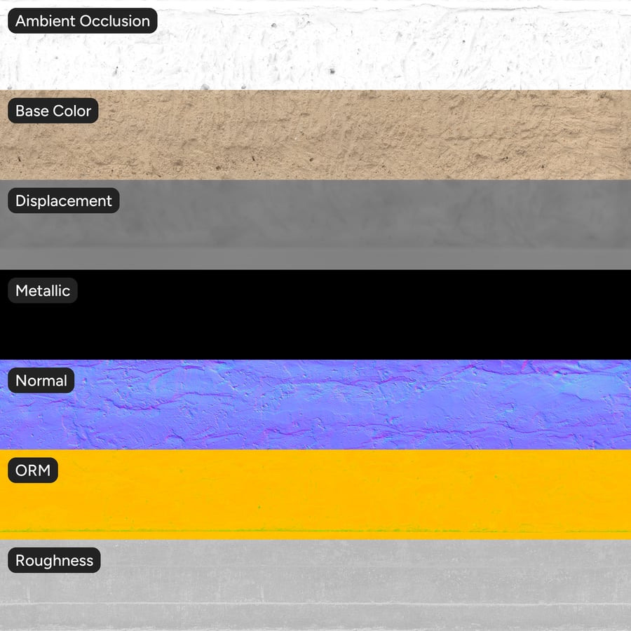 Messy Plaster with Concrete Strip Wall Texture