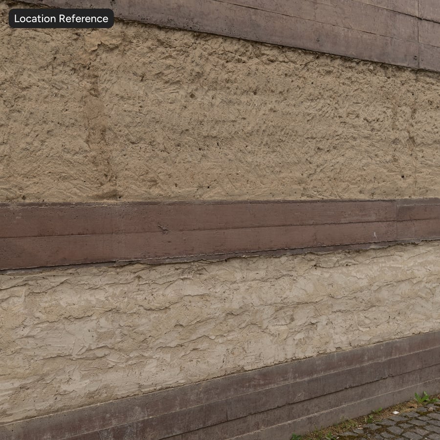 Messy Plaster with Concrete Strip Wall Texture