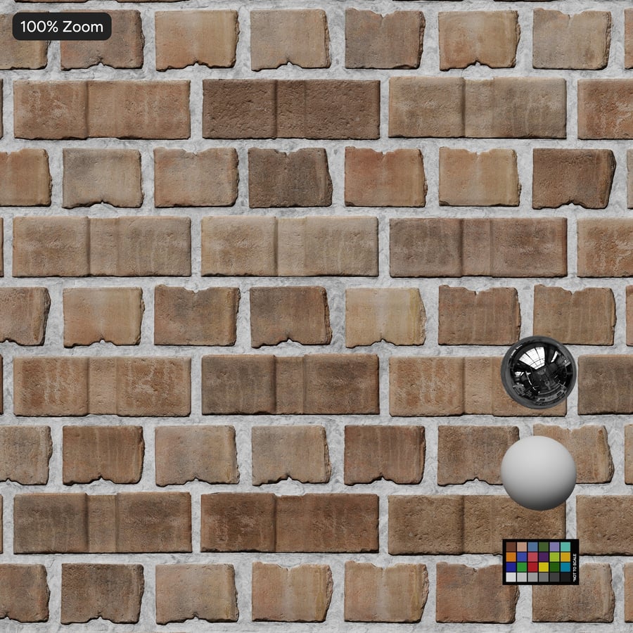 Thick Grooved English Bond Brick Wall Texture, Tan