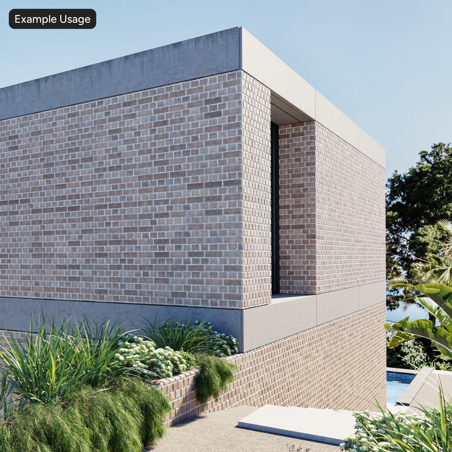 Thick Grooved English Bond Brick Wall Texture, Tan