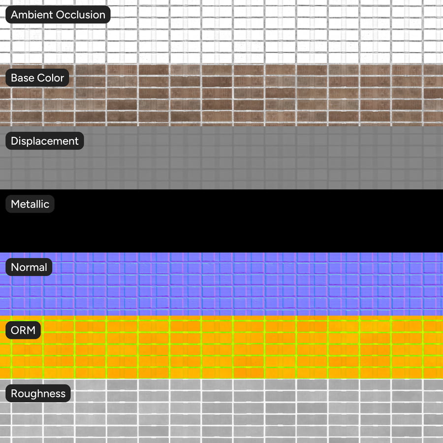 Thick Grooved Stack Bond Brick Wall Texture, Tan