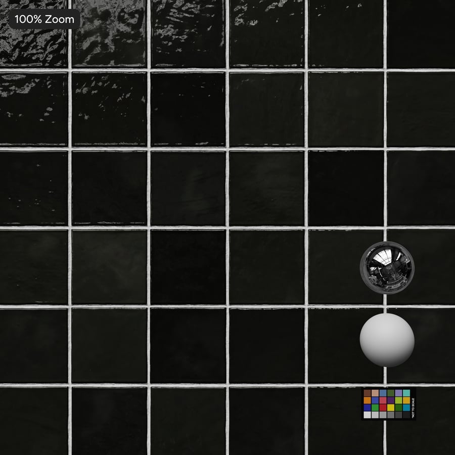 Πλατεία Zellige γυαλιστερό πλακάκι υφή, Jet Black