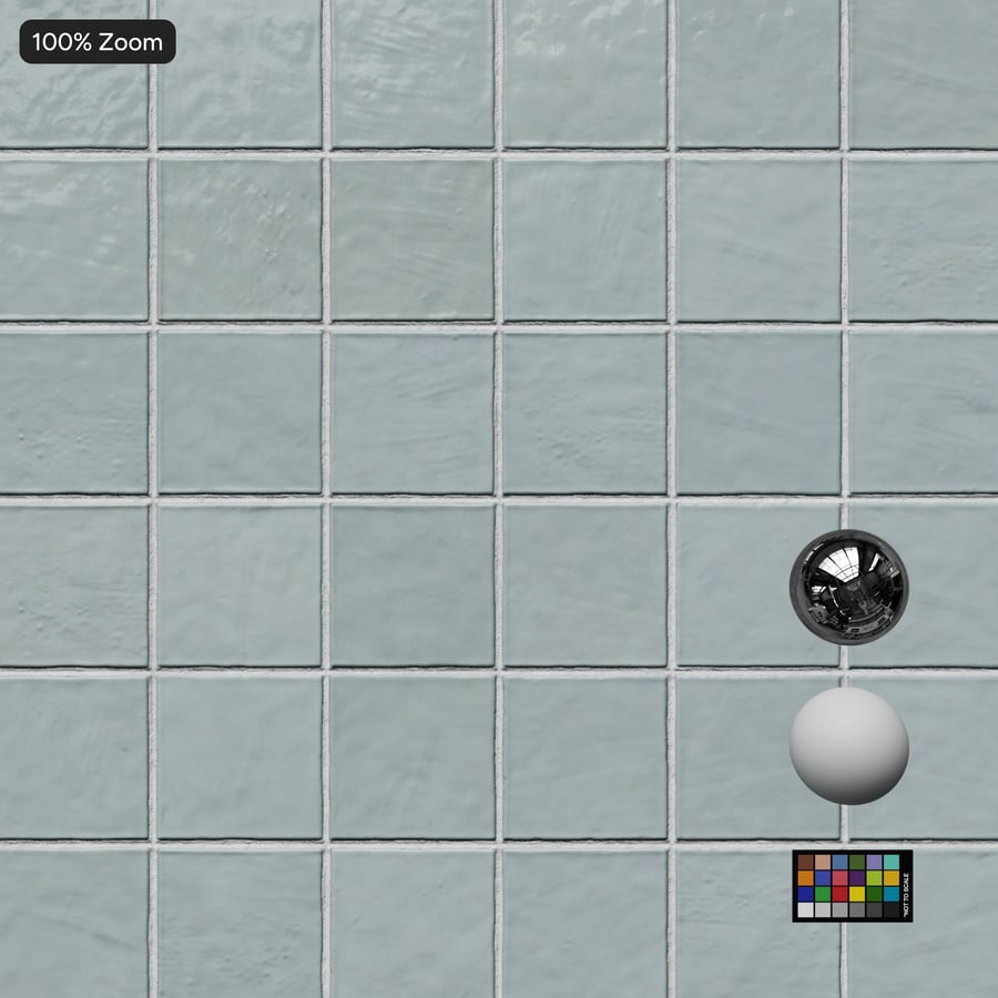 Square Zellige Glossy Tile Texture, Sky Blue