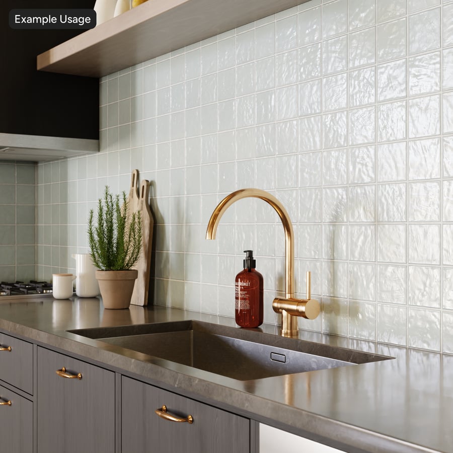 Square Zellige Glossy Tile Texture, Sky Blue