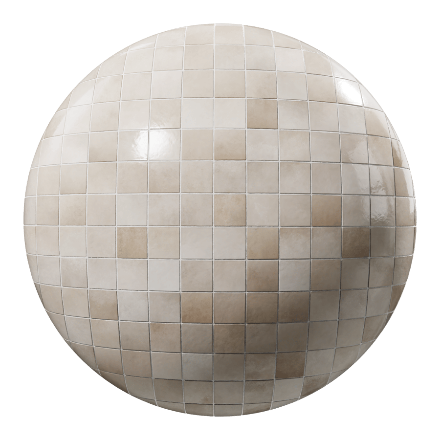 Square Zellige Glossy Tile Texture, Creamy Beige