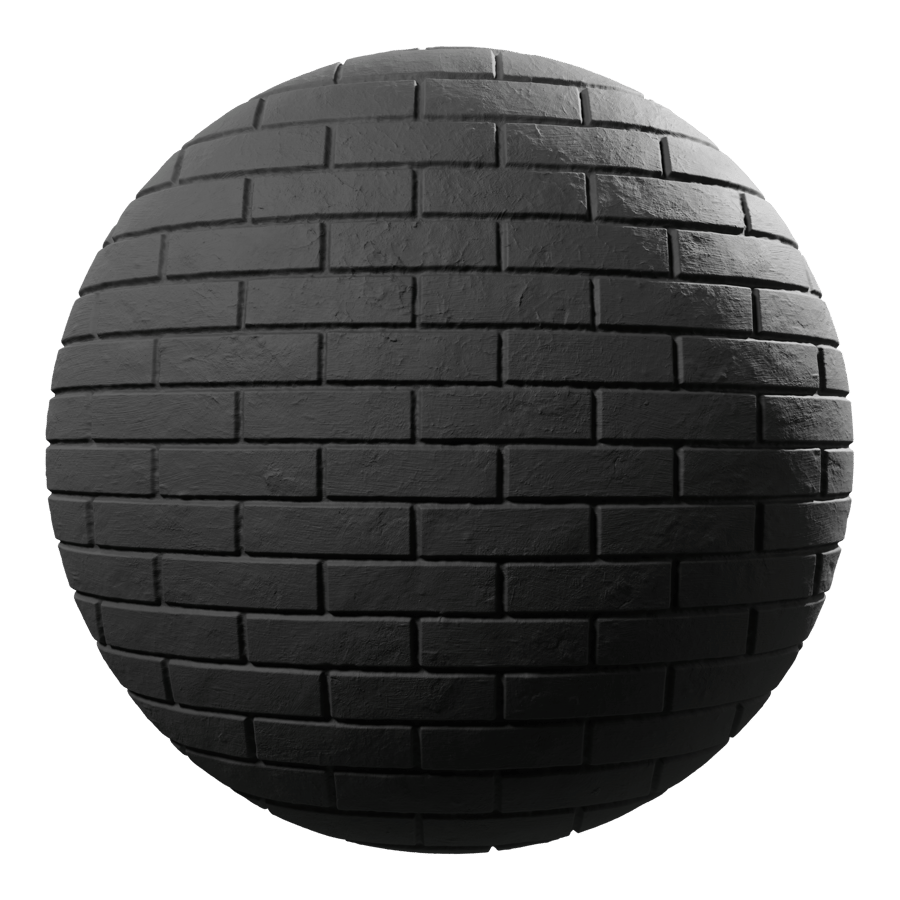 Smooth Running Bond Brick Wall Texture, Black
