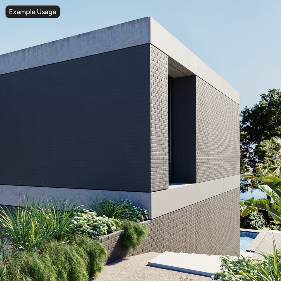 Grooved Running Bond Brick Wall Texture, Black