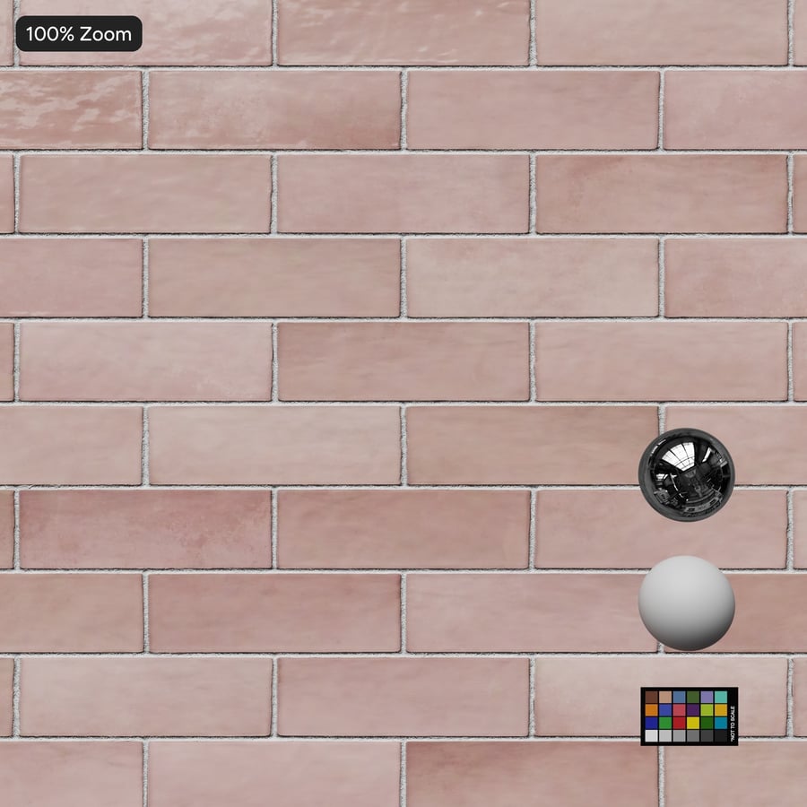 Rechteckig Offset Zellige Glänzende Fliesentextur, Blush Pink
