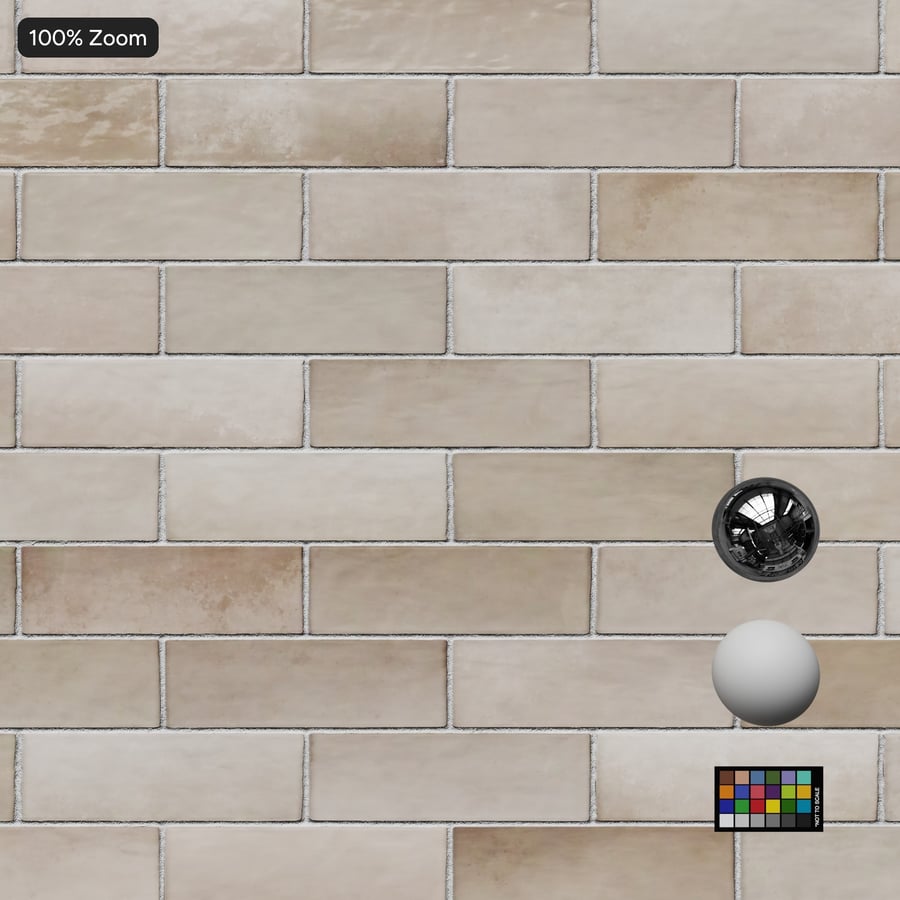 Piastrella rettangolare offset Zellige lucida, beige crema