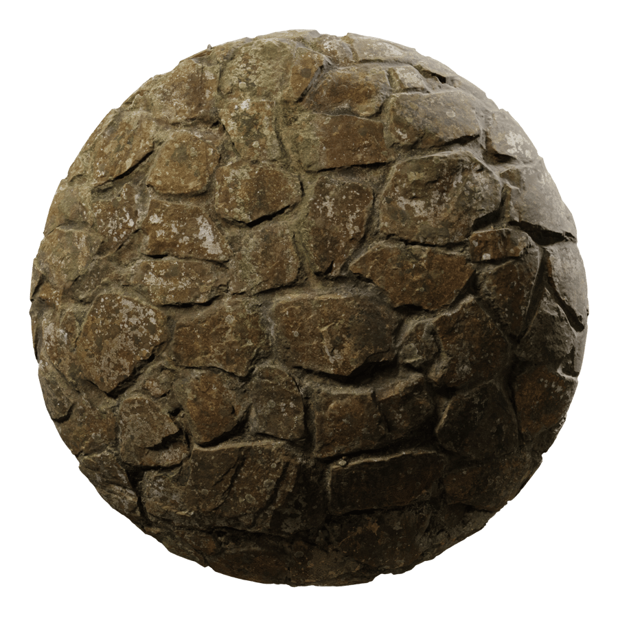 Mossy Rubble Stone Wall Texture, Brown