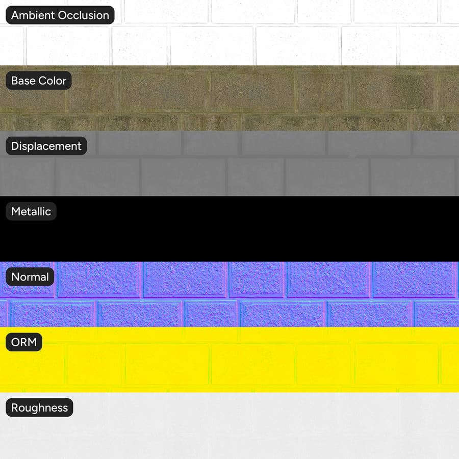 Texture per pareti in blocchi di cemento con aggregato muschioso