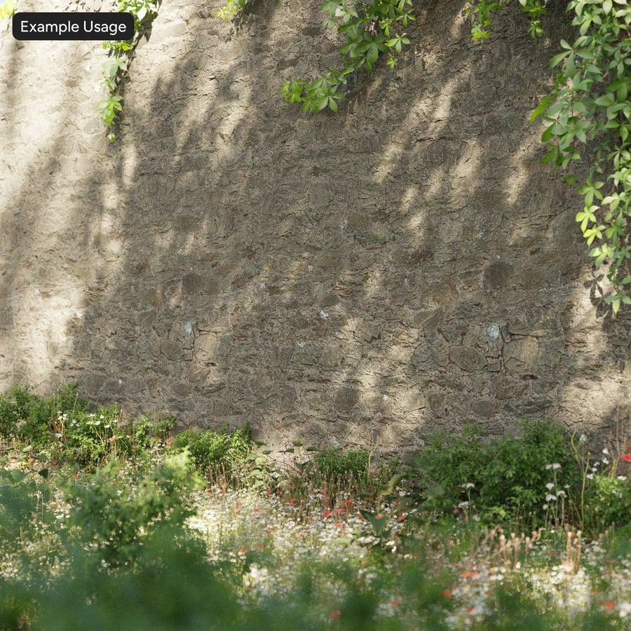 Rubble Stone Wall Texture, Mossy Brown