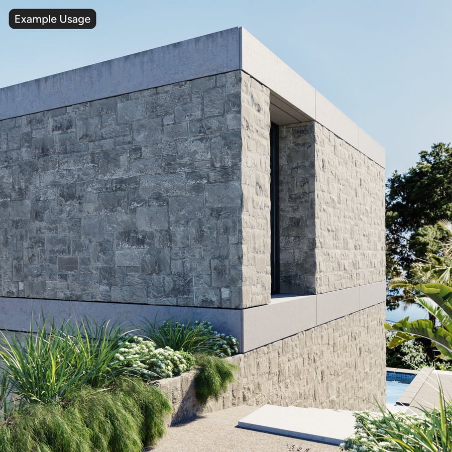 Slate Cleft Block Wall Texture, Charcoal Gray