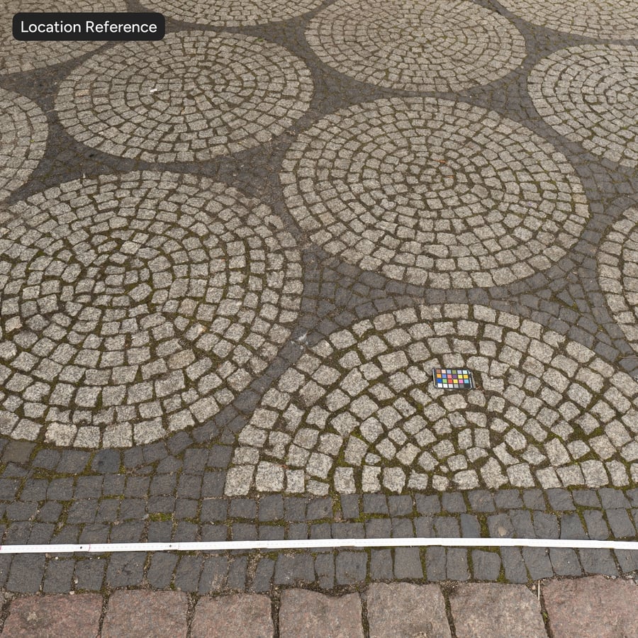 Textura circular de paralelepípedos, cinza profundo