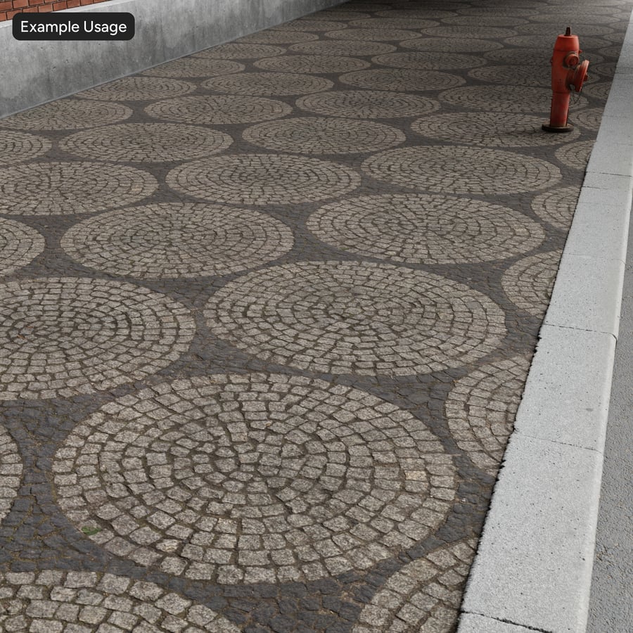 Textura circular de paralelepípedos, cinza profundo
