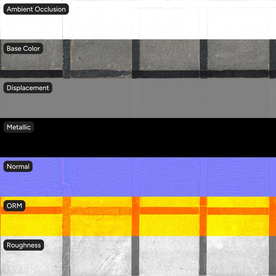 Old Square Grid Paver Texture, Black and Gray