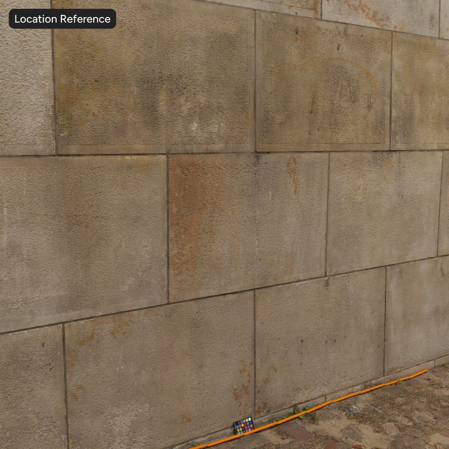 Muro in blocchi di pietra calcarea bocciardata, beige sabbioso