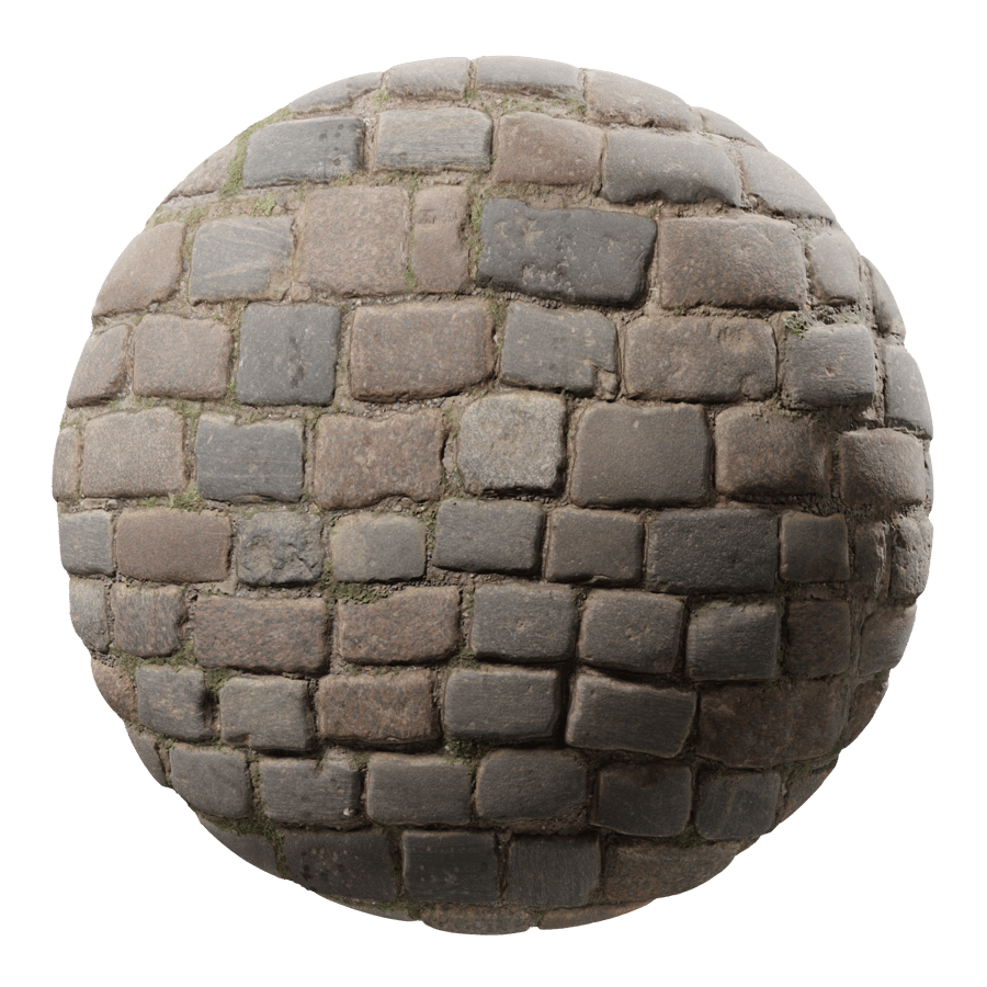 Worn Grassy Cobblestone Texture