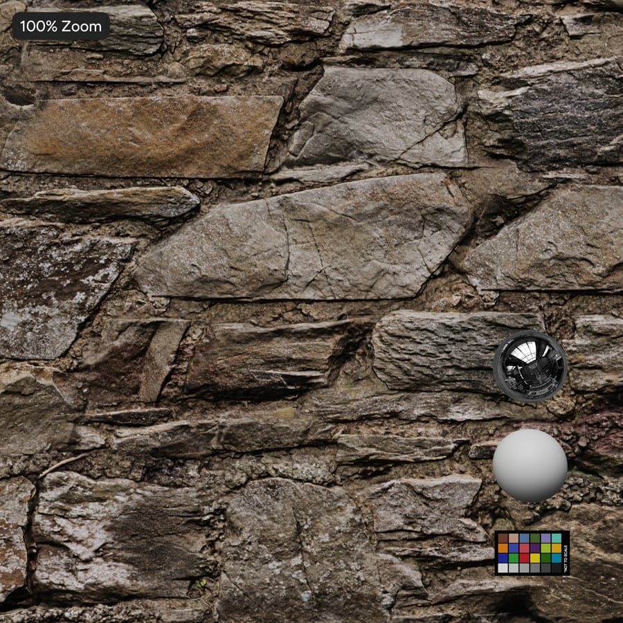 Aged Rubble Stone Wall Texture, Dusty Taupe